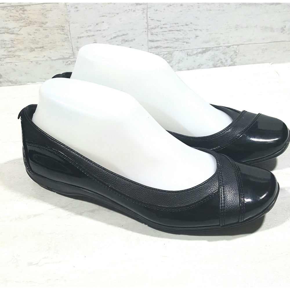 Life Stride patent leather black flats work career